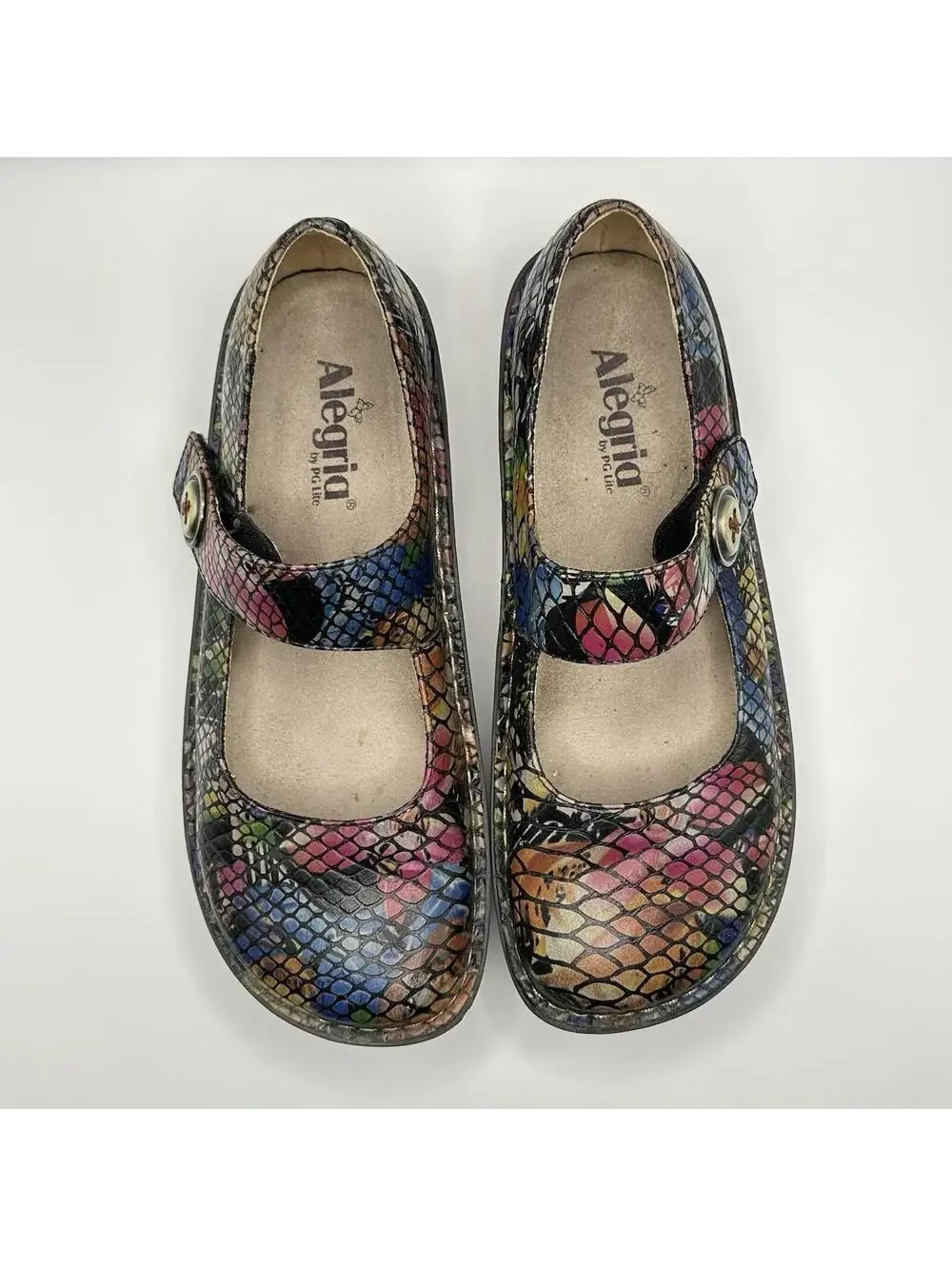 Alegria PAL-724 Womens Size 40 / US 9 Multi Color Snake Mary Janes Nurse PG Lite